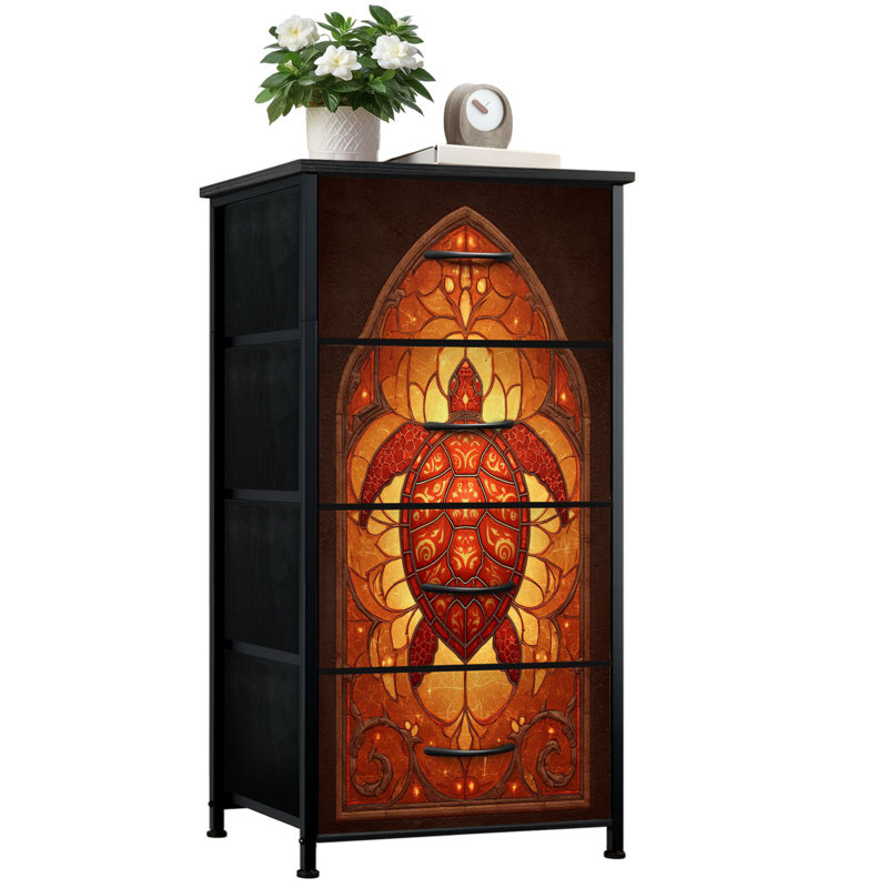 Commode de style vitrail pour la chambre à coucher avec 4 tiroirs de rangement Commode en verre teinté sous la mer
