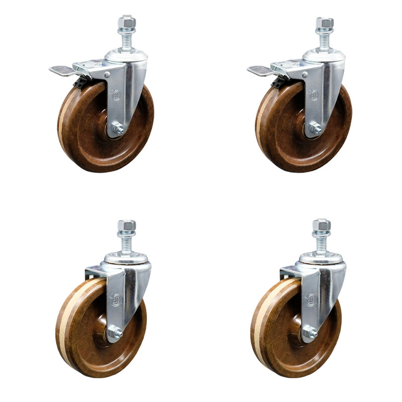 Ensemble de roulettes à tige en acier inoxydable à haute température 12 mm 5 pouces 5 CC