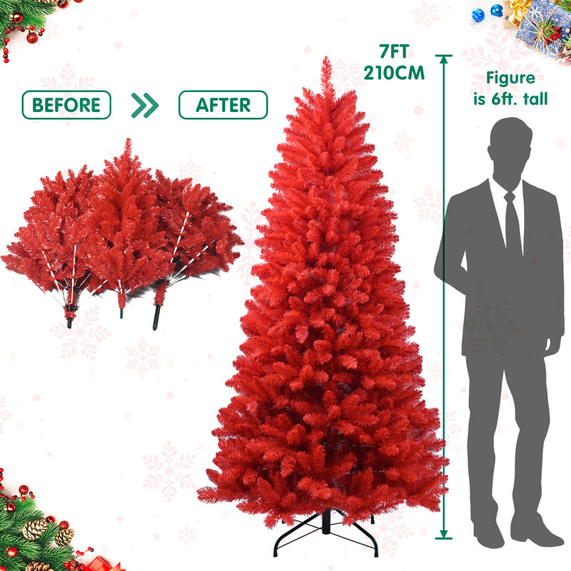 Arbre de Noël artificiel rouge, 7'