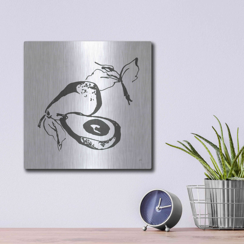 «Avacado I BW» par Chris Paschke, art mural en métal, H 12 po x l 12 po