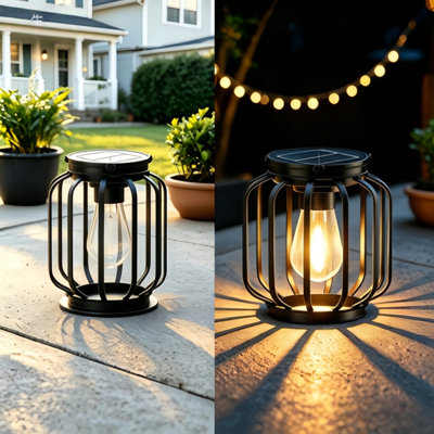 Lanternes solaires extérieures, lanternes suspendues imperméables en métal, décoration de cour pour le patio blanc à DEL blanc chaud, énergie solaire IP65