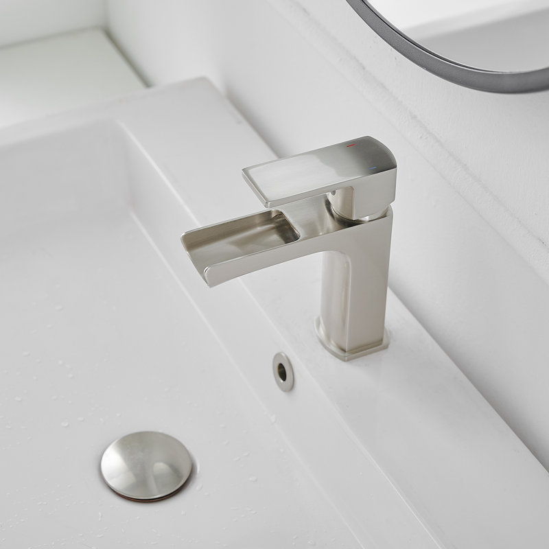 Single-Hole Single-handle Bathroom Faucet with Drain Assembly, Brushed Silver