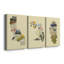 «Illustrated State-California», ensemble de 3 impressions sur toile tendue-1190689490