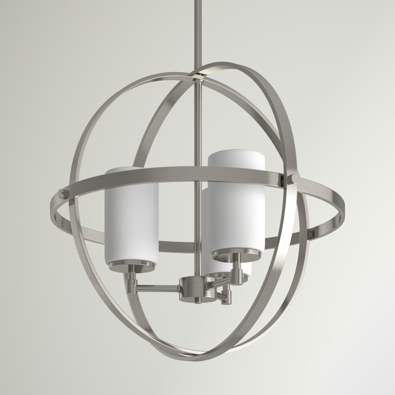 Brushed Nickel Globe Chandelier with Frosted Glass Shades