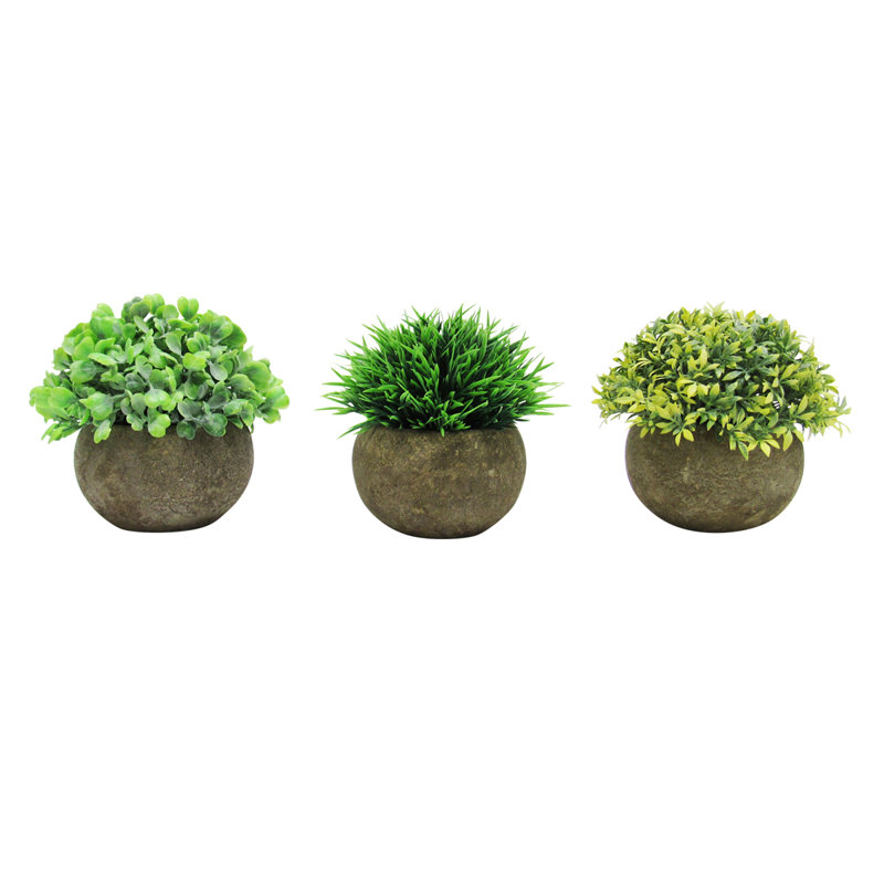 4.5" Artificial Mixed Greenery Topiary Small Plant in Pot