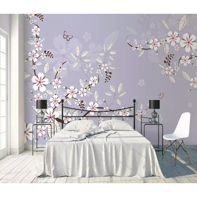 Vintage Floral Cherry Blossom Asiatic Removable Wallpaper