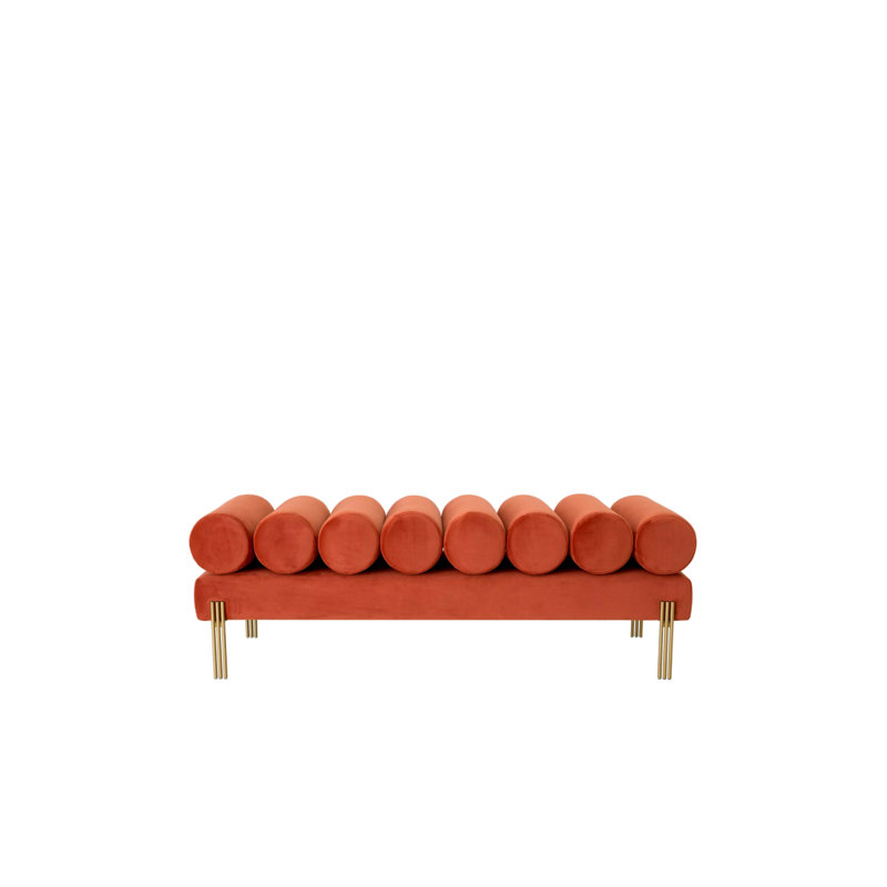 Oxley Upholstered Bench, Orange