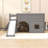 Low Loft Bed With Storage Shelves And Slide-668820490