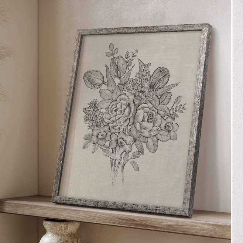 Floral Bouquet II, reproduction encadrée - bois massif, H 30 po x l 24 po