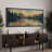 Abstract Landscape "Orange Green Peaceful Lake Forest Nature Extra Large Artwork Framed Wall Picture-111375995-98042555