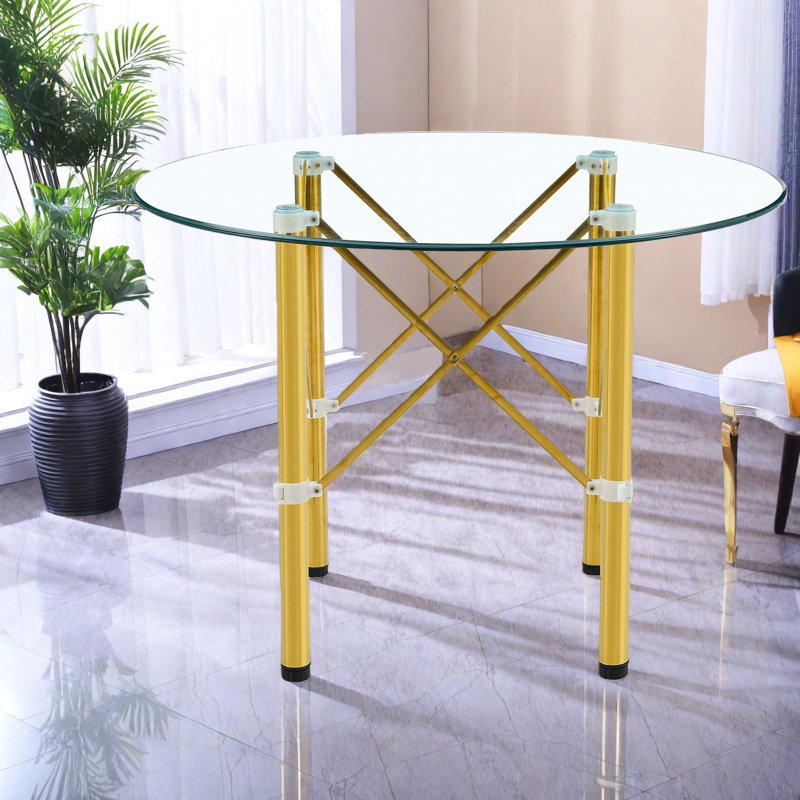 Tables de salle à manger portatives, métal trempé en verre de 36 pouces, cuisine pour la maison moderne