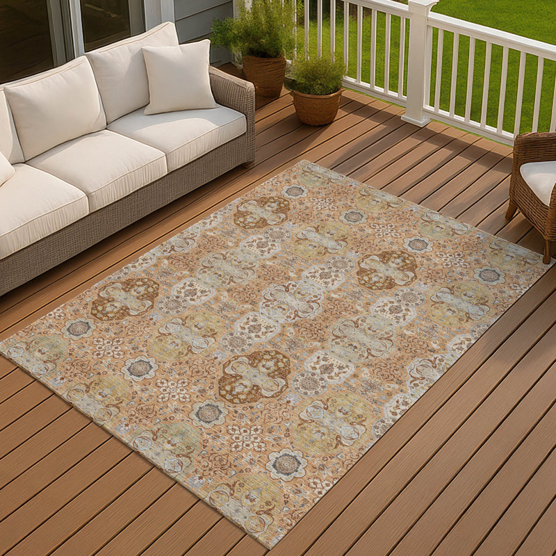 Tapis lavable à la machine intérieur / extérieur ACN2484, Cuivre, 3 pi x 5 pi
