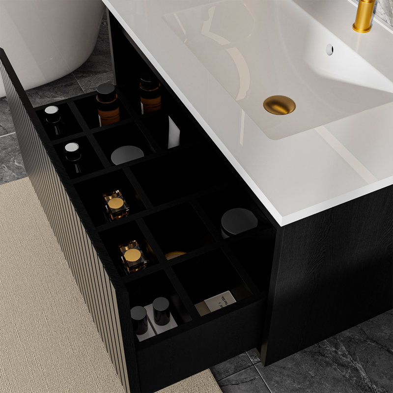 Armoire de meuble-lavabo 30 po sans lavabo en céramique, Noir