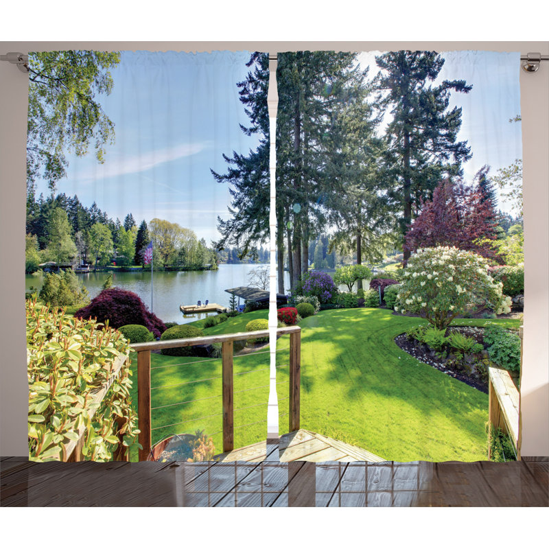 Nash Spring Season Day Pier Decor Graphic Print Semi-Sheer Rod Pocket Curtain Panels, 54" W x 84" L