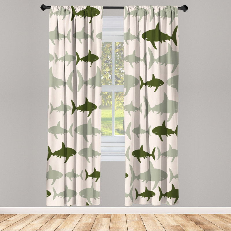 Microfiber Floral Semi-Sheer Rod Pocket Curtain Panels, 28" W x 84" L, Seaweed/Gray/White
