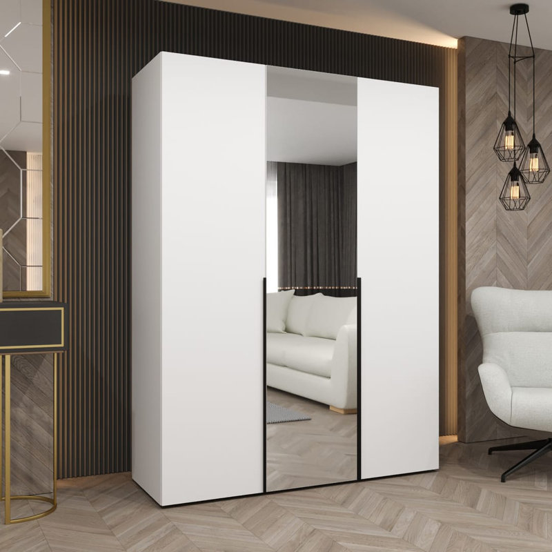 Blina 3 Door Manufactured Wood Wardrobe, White