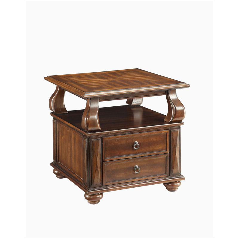 Walnut 2-Drawer End Table