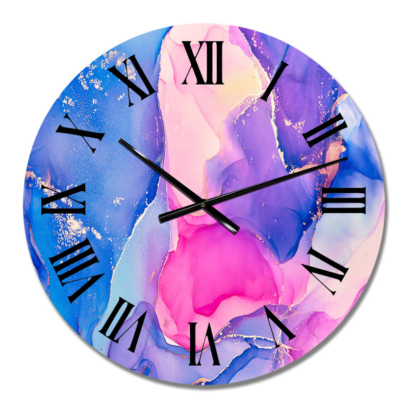 Horloge murale moderne bleue et rose, Moyen