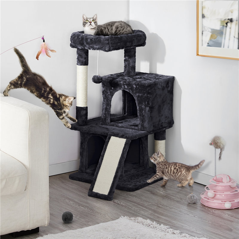 91cm H Multilevel Cat Tower, Black