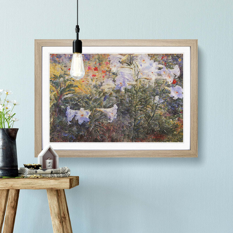 Easter Lilies by Kuroda Seiki - Picture Frame Painting Print on MDF, Oak Framed, 27cm H x 36cm W x 2cm D
