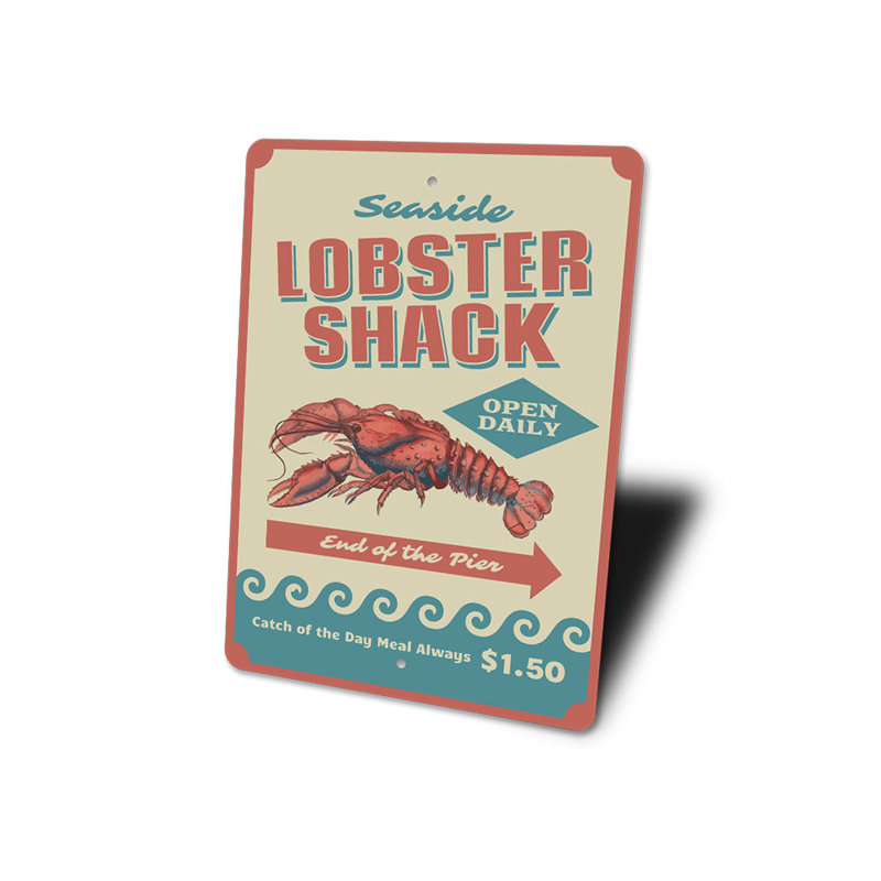 Panneau en aluminium Seaside Lobster Shack, H 18 po x l 12 po x P 0,06 po