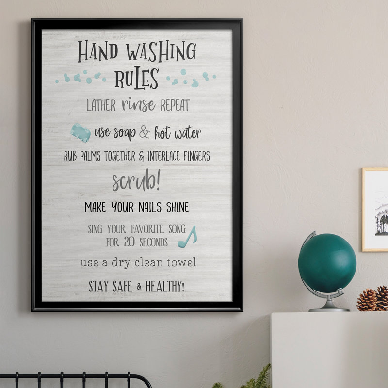 Stay Safe Rules - Art textuel sur toile encadré, Cadre noir, H 26,5 po x l 36,5 po x P 1,5 po