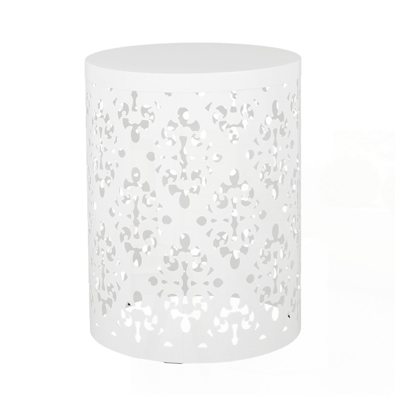 Outdoor Metal end Table, White