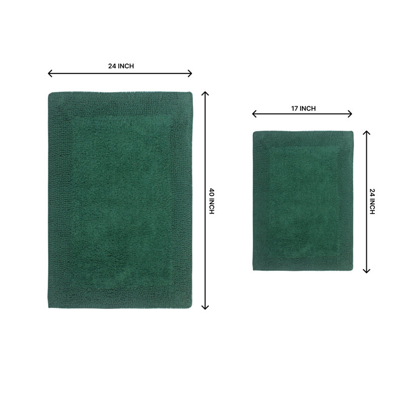 Tapis de bain luxueux 100% coton (ensemble de 2) réversible, Ensemble de 2 pièces (24 po x 40 po, 17 po x 24 p