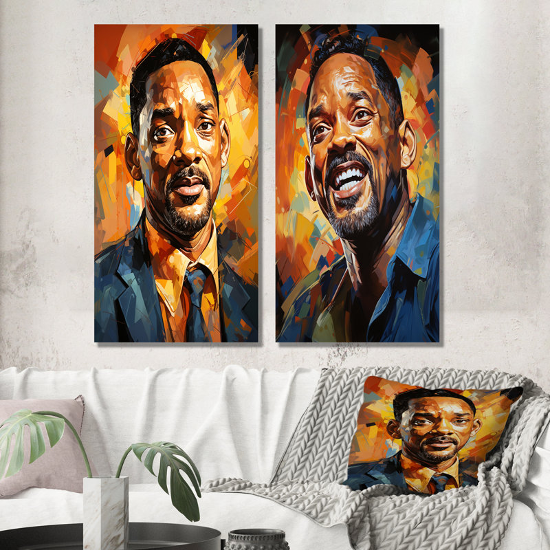 Sapphire Smith Portrait Popart - ensemble de 2 reproductions d'art abstrait Popart, H 28 po x l 25 po, Toile tendue