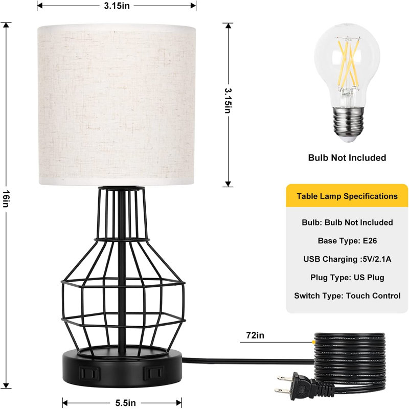 Lampe de table USB en métal Dietreich