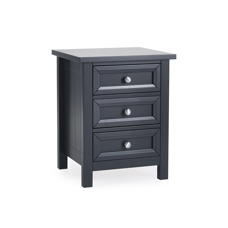 Jarin 48cm W Manufactured Wood Bedside Table, Anthracite Lacquered