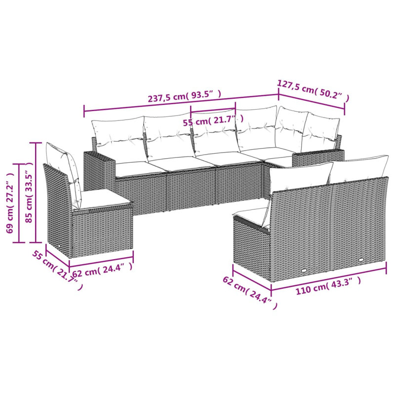Vidaxl Garden Sofa Set Brown