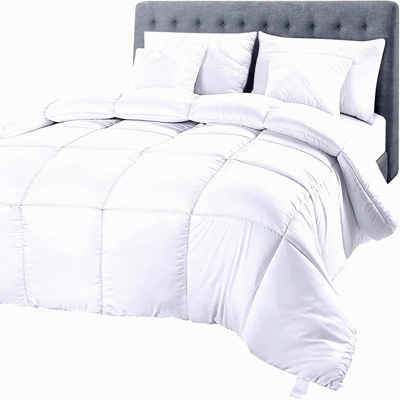 Luxury Cloud Quilted Comforter - Premium Down Alternative Duvet Insert with Corner Tabs & Box Stitched Design for Bed - White Comforter