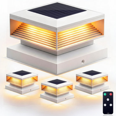 2 x 2 lumières de poteau solaire de poteau d'extérieur plus grand, 56 lumières de poteau de clôture à DEL plus lumineuses extérieures imperméables avec 3 modes pour poteaux en bois en vinyle 4 x 4, 5 x 5 ou 6 x 6