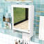 Armoire de rangement murale avec rangement dissimulé, charnières à fermeture en douceur et barre à serviettes-1236719517