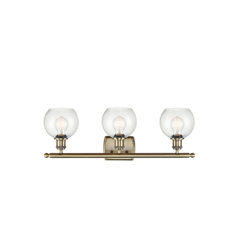 Éclairage pour meuble-lavabo en laiton antique à 3 lumières Cindi, Laiton antique, Incandescente