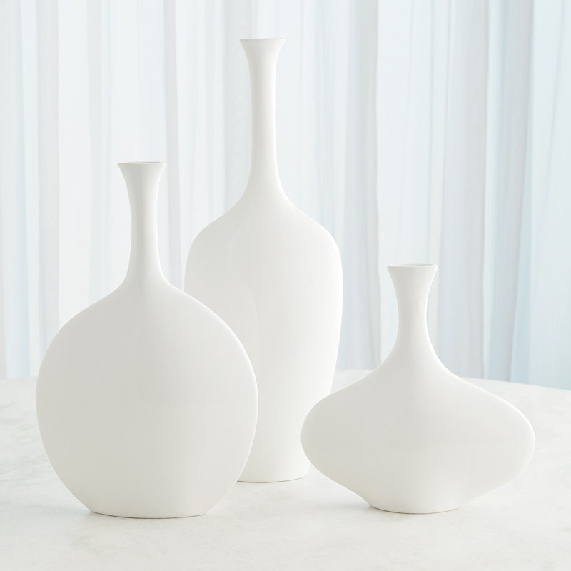 Silhouette Vase-Slim, White, Overall Height-  12"
