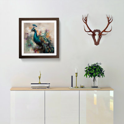 Peacock Gestural Art - Framed Print
