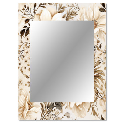 Cannette Vintage Florals - Plants Decorative Mirror, Botanical, Nature, Floral Wall Mirror, Printed Metal Art