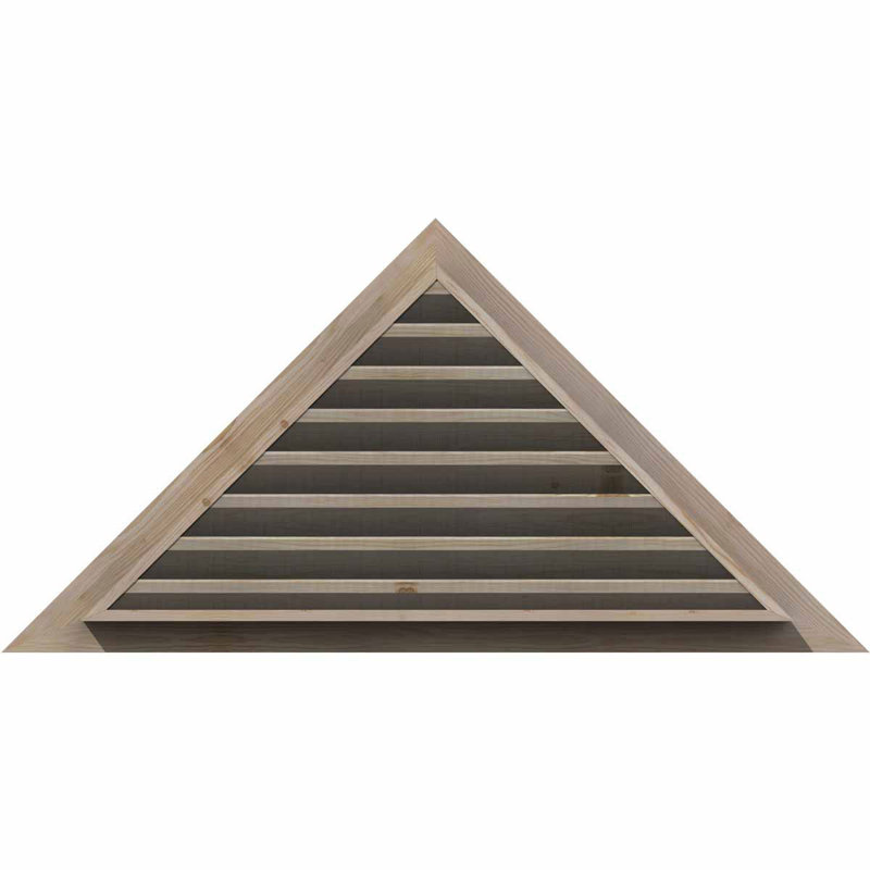 Évent de gable à fixation triangulaire en bois de tangage, H 40 po x l 80,13 po (OB : H 34 po x l 68 po), Pin brut (lisse)