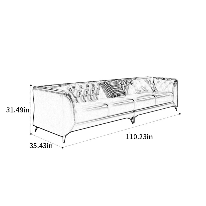 Canapé à lumière droite American American, H 31,49 po x l 110,23 po x P 35,43 po, 4
