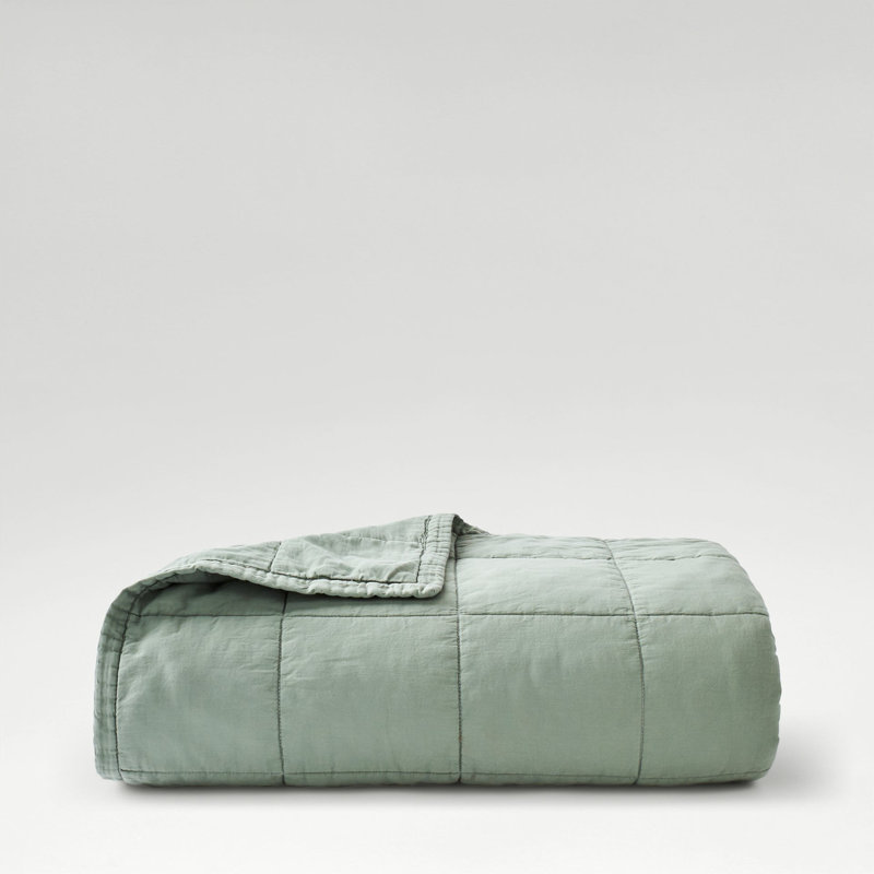 Laundered Cotton Throw Blanket, Sage