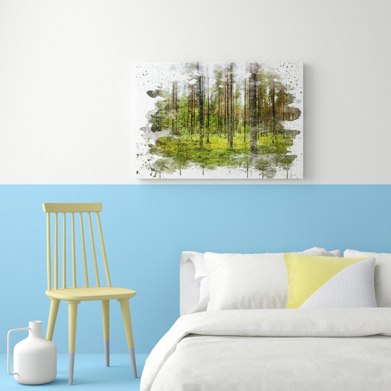 Landscape Green Forest - Wall Art, 35cm H x 50cm W, Wrapped Canvas
