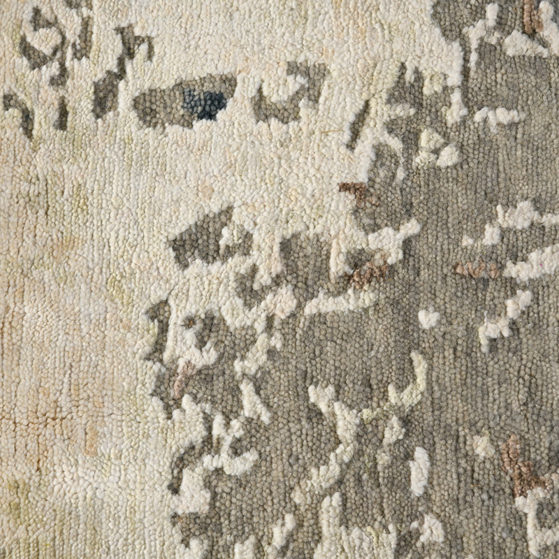 Blue Abstract Hand-Knotted Wool and Silk Rug, 2' x 3'