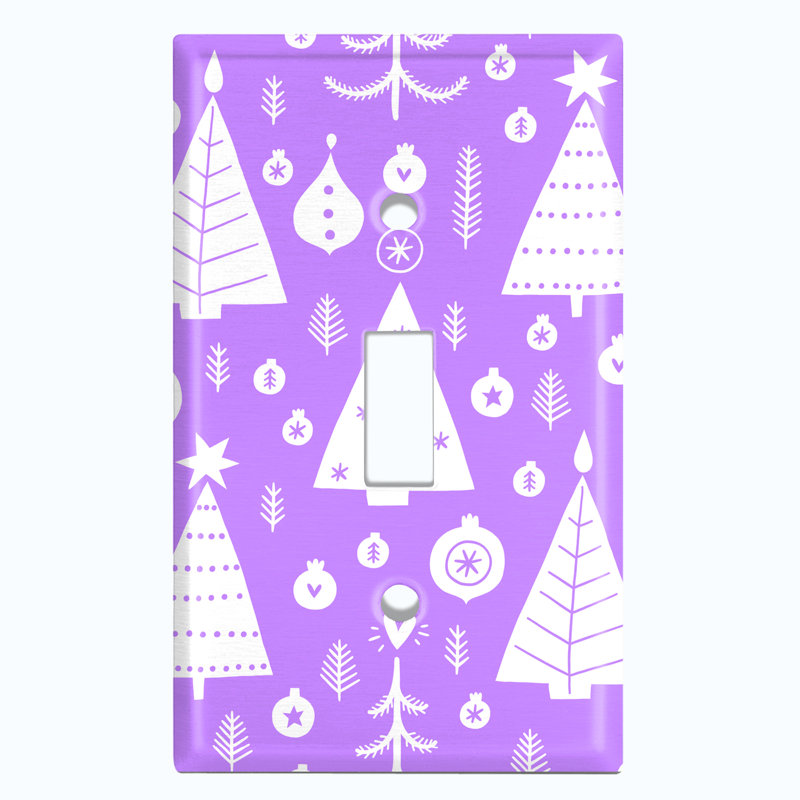 Plaque murale d'interrupteur à bascule mauve avec ornements d'arbre de Noël, Mauve