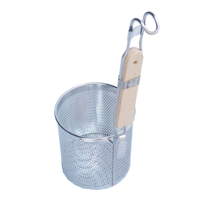 Stainless Steel Pasta Strainer with 9" Wooden Handle