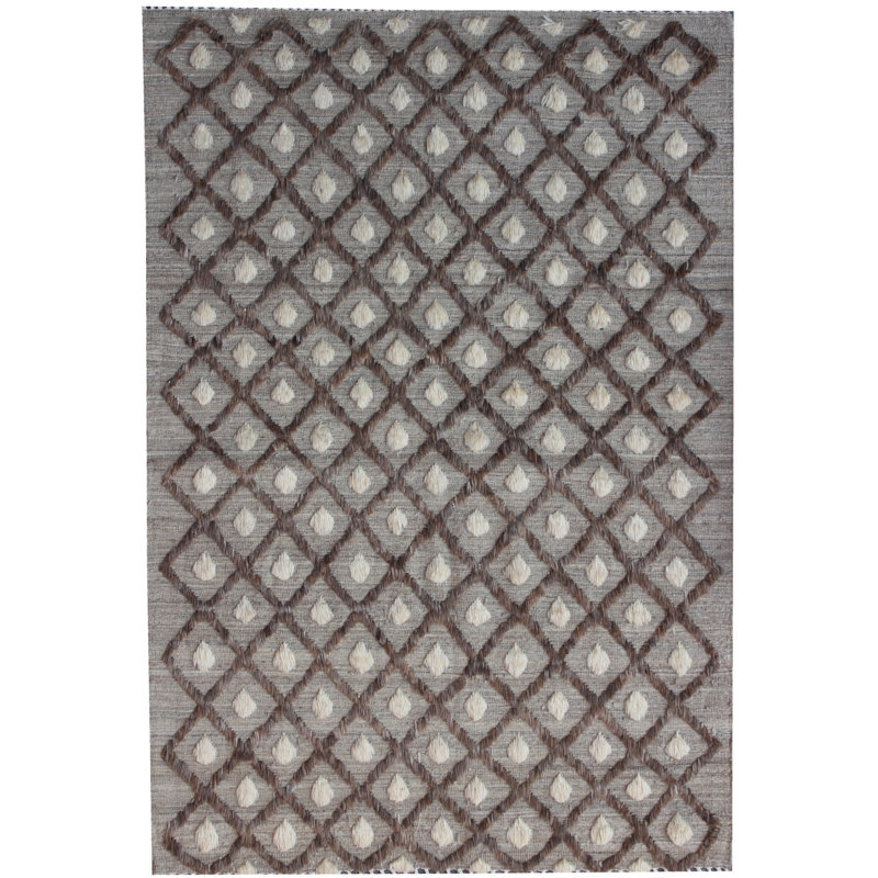 Rectangle 175 cm x 252 cm Geometric Hand Knotted Area Rug