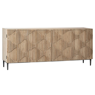 Madera 78" Wide Reclaimed Pine Wood 4-Dr Sideboard, Light Warm Wash by Foundry Select