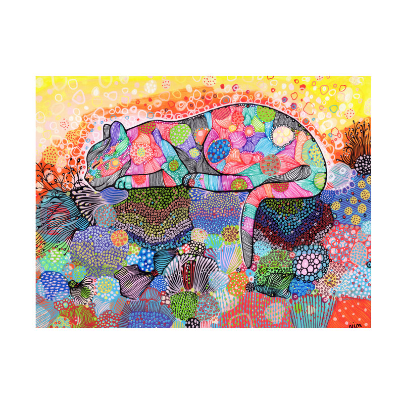 Art mural sur toile tendue - Noemi Ibarz «Nim Cat» pour décoration de salon, de chambre à coucher ou de bureau - 24 x 32