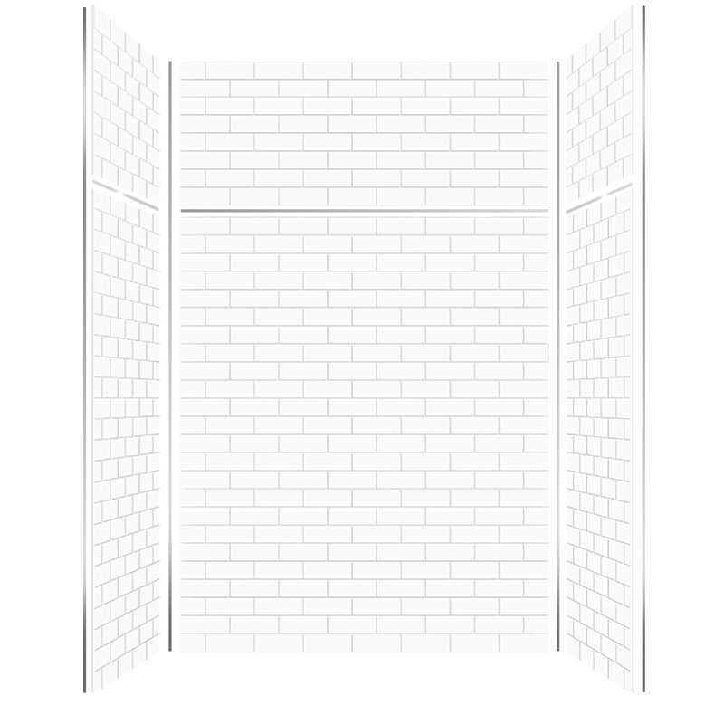 Prodigy 96" High x 60" Wide White Solid Surface Shower Wall